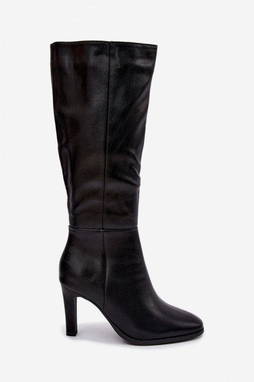 Bottes hautes pour femmes chaudes à talons en noir Rosmella
