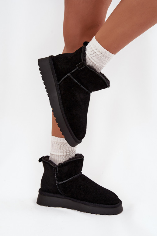 Bottes de neige en daim synthétique isolées avec fourrure à l'intérieur Vinceza 97961 noires