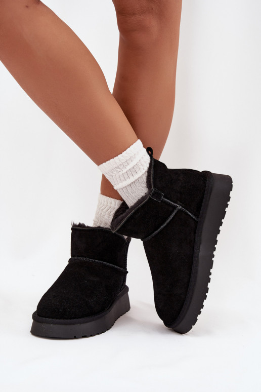 Bottes de neige en daim synthétique isolées avec fourrure à l'intérieur Vinceza 97961 noires