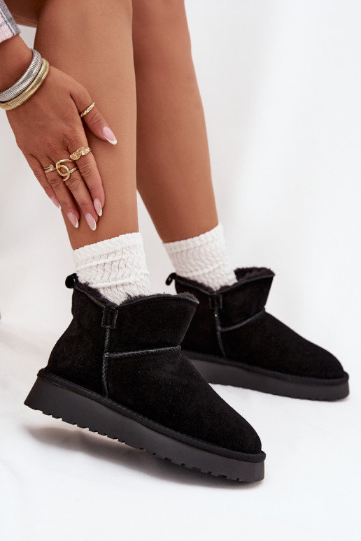 Bottes de neige en daim synthétique isolées avec fourrure à l'intérieur Vinceza 97961 noires