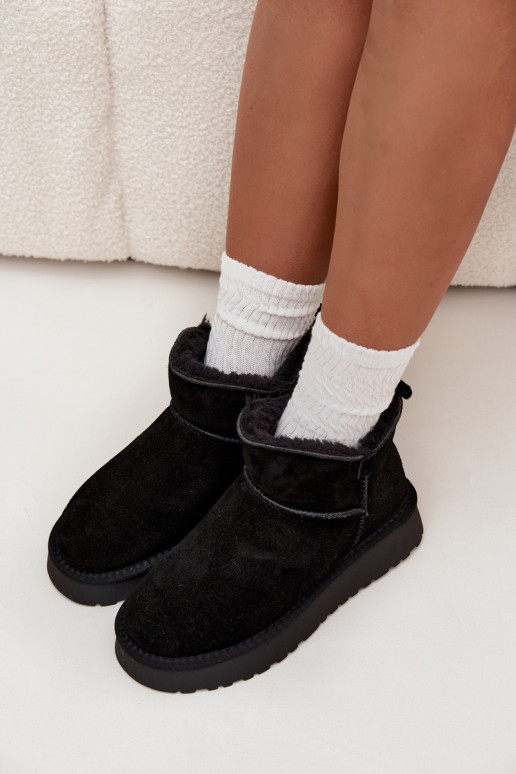 Bottes de neige en daim synthétique isolées avec fourrure à l'intérieur Vinceza 97961 noires