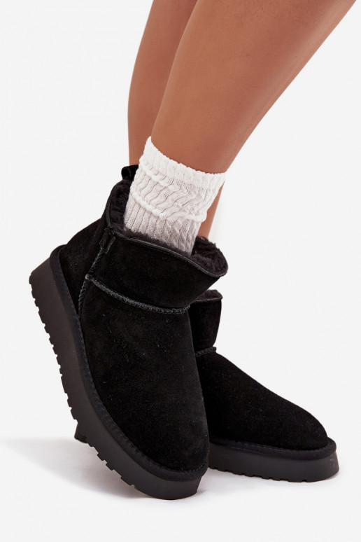 Bottes de neige en daim synthétique isolées avec fourrure à l'intérieur Vinceza 97961 noires
