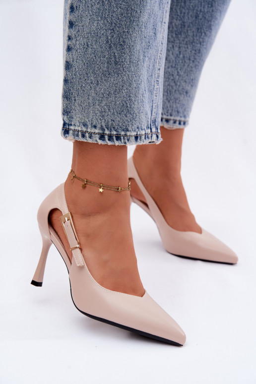 Escarpins beiges avec découpes et boucles Vinceza 62288