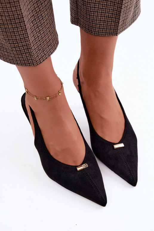 Chaussures noires avec talons ouverts et détails dorés Renisa