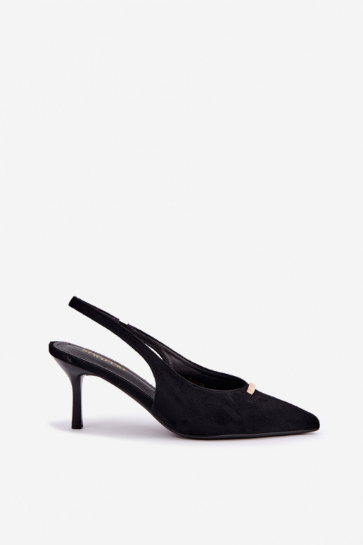 Chaussures noires avec talons ouverts et détails dorés Renisa