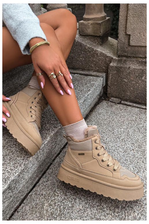 Bottes de neige pour femmes avec lacets et fourrure sable Big Star