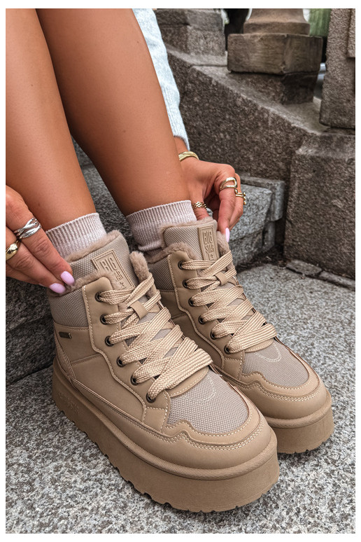 Bottes de neige pour femmes avec lacets et fourrure sable Big Star