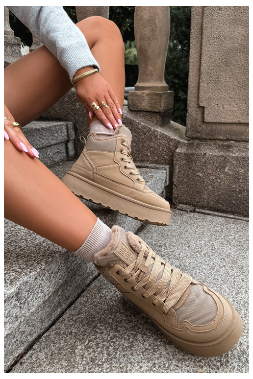 Bottes de neige pour femmes avec lacets et fourrure sable Big Star