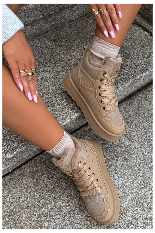 Bottes de neige pour femmes avec lacets et fourrure sable Big Star