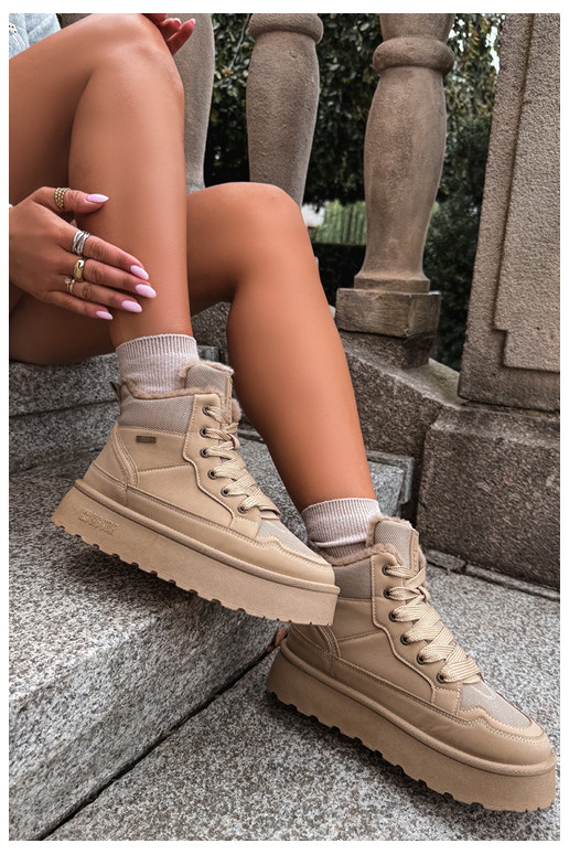Bottes de neige pour femmes avec lacets et fourrure sable Big Star