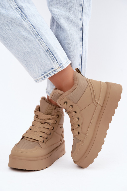 Bottes de neige pour femmes avec lacets et fourrure sable Big Star