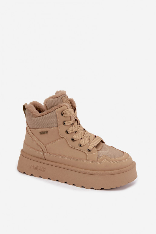 Bottes de neige pour femmes avec lacets et fourrure sable Big Star