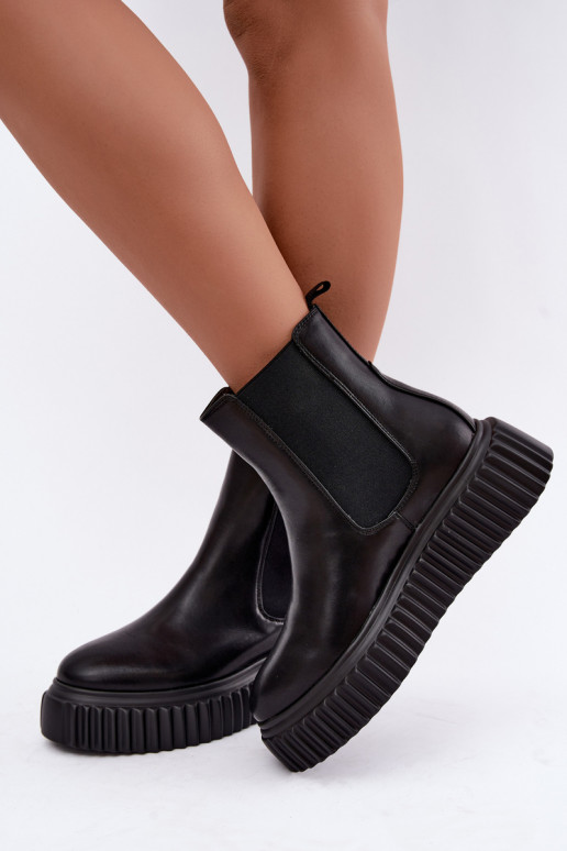 Bottines pour femmes élégantes avec plateforme noire Big Star
