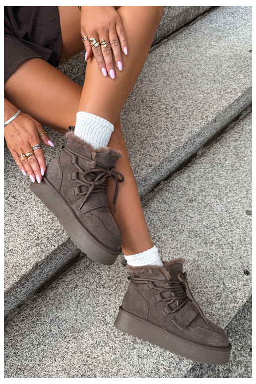 Bottes de neige en daim pour femmes marron Big Star