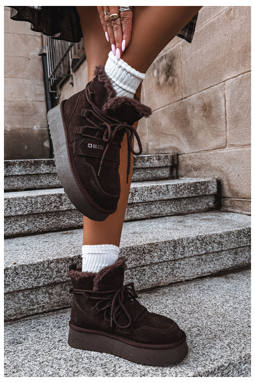 Bottes de neige en daim pour femmes chocolat Big Star