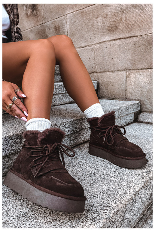 Bottes de neige en daim pour femmes chocolat Big Star