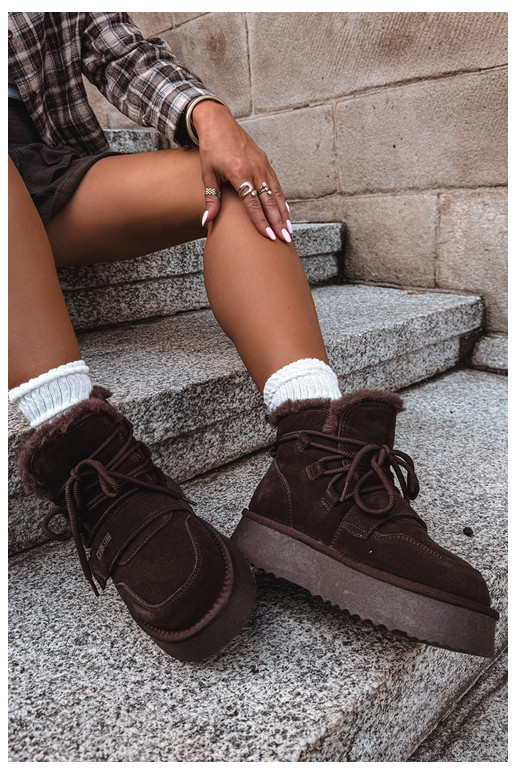 Bottes de neige en daim pour femmes chocolat Big Star