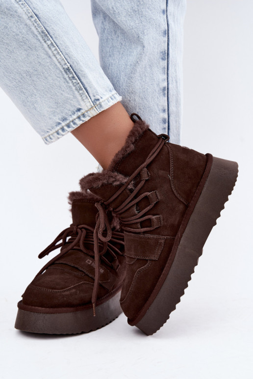Bottes de neige en daim pour femmes chocolat Big Star