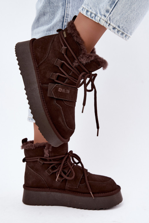 Bottes de neige en daim pour femmes chocolat Big Star