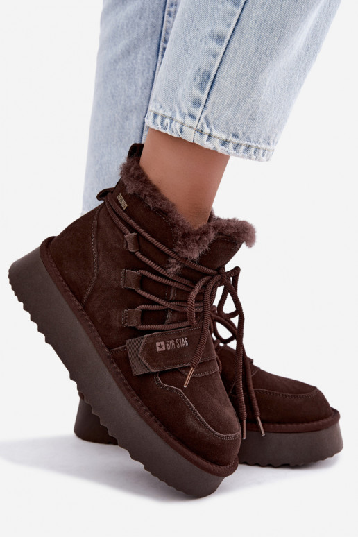 Bottes de neige en daim pour femmes chocolat Big Star
