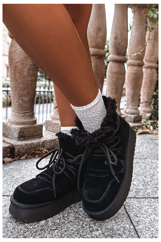 Bottes de neige en daim pour femmes noires Big Star