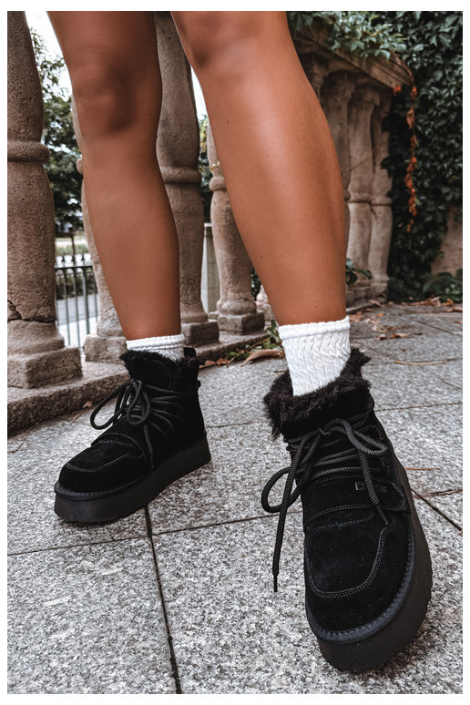 Bottes de neige en daim pour femmes noires Big Star