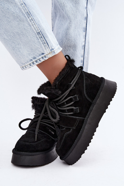 Bottes de neige en daim pour femmes noires Big Star