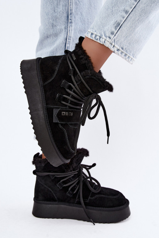 Bottes de neige en daim pour femmes noires Big Star