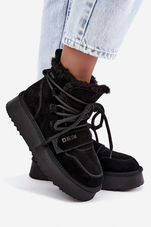 Bottes de neige en daim pour femmes noires Big Star