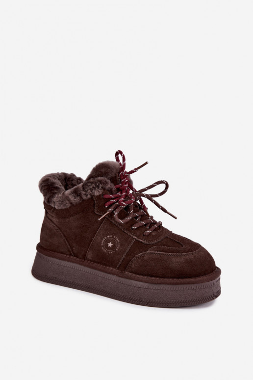 bottes de neige en daim synthétique pour femmes avec lacets Big Star UU274312 couleur chocolat
