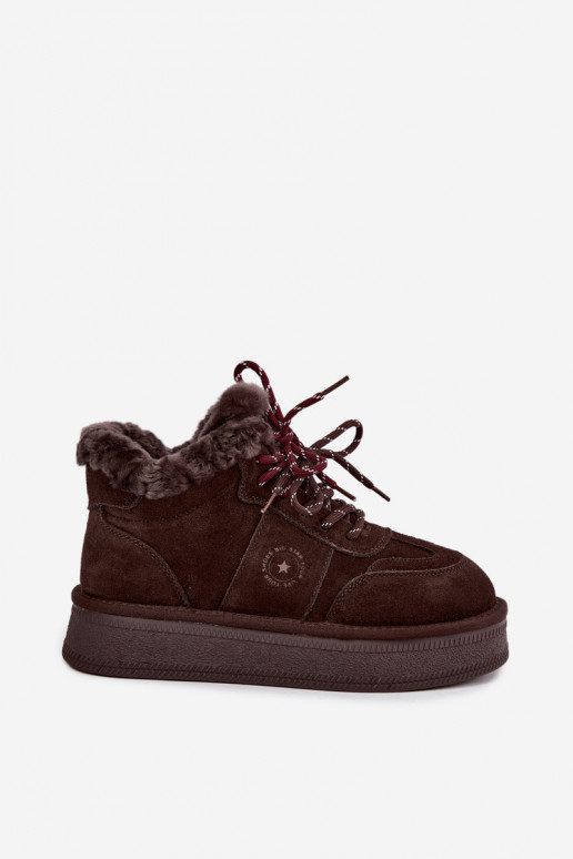 bottes de neige en daim synthétique pour femmes avec lacets Big Star UU274312 couleur chocolat