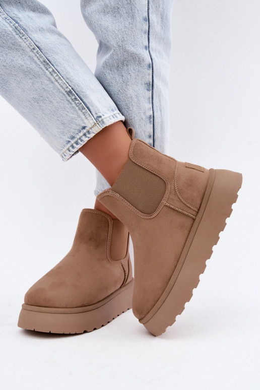 bottes de neige pour femmes avec plateforme Big Star UU274173 couleur sable