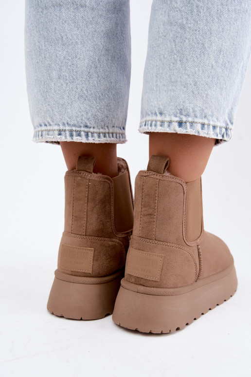 bottes de neige pour femmes avec plateforme Big Star UU274173 couleur sable