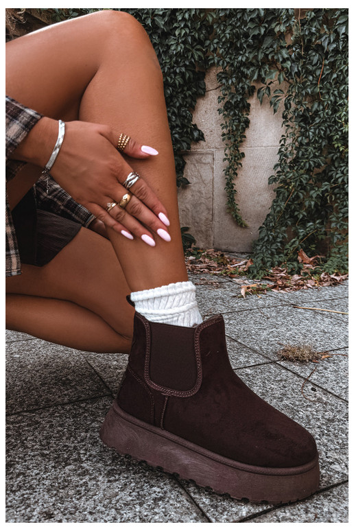 bottes de neige pour femmes avec plateforme Big Star UU274174 couleur chocolat