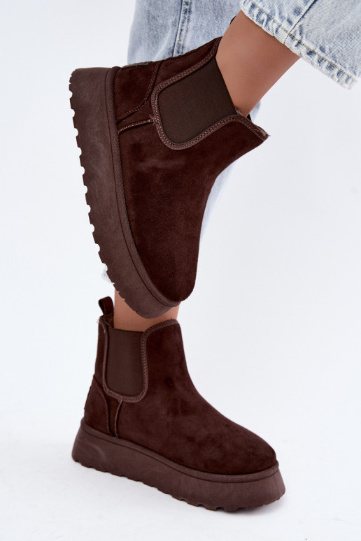 bottes de neige pour femmes avec plateforme Big Star UU274174 couleur chocolat
