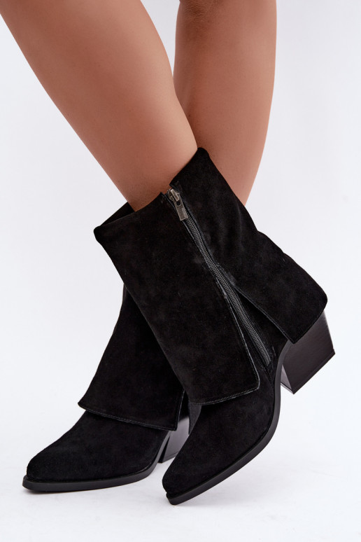 Bottines style cowboy avec talons en daim naturel Big Star UU274113 noires