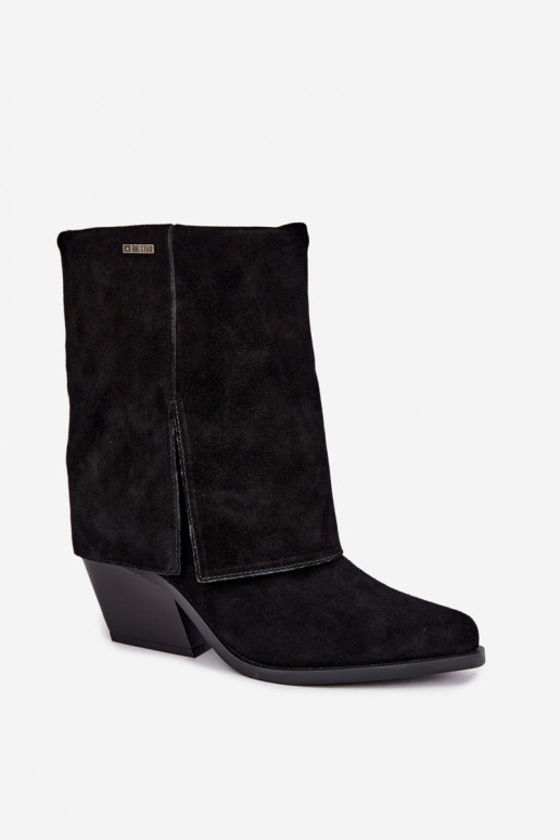 Bottines style cowboy avec talons en daim naturel Big Star UU274113 noires