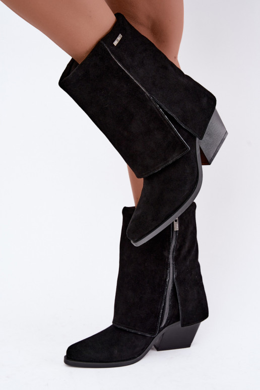 Bottines style cowboy avec talons en daim naturel Big Star UU274113 noires