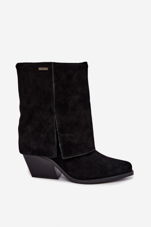 Bottines style cowboy avec talons en daim naturel Big Star UU274113 noires
