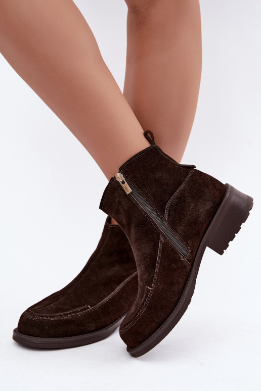 bottes isolées en daim naturel pour femmes Big Star UU274602 couleur chocolat