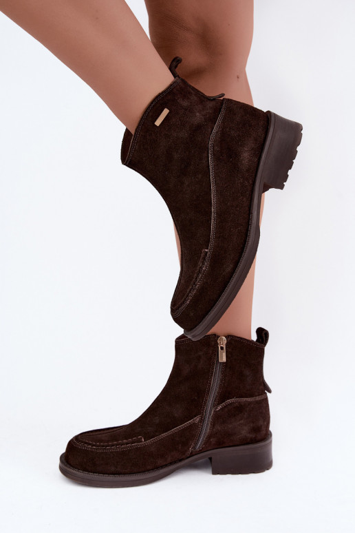 bottes isolées en daim naturel pour femmes Big Star UU274602 couleur chocolat