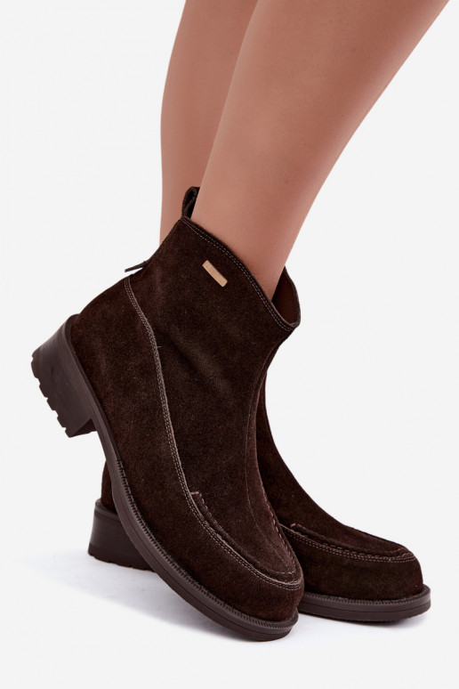 bottes isolées en daim naturel pour femmes Big Star UU274602 couleur chocolat