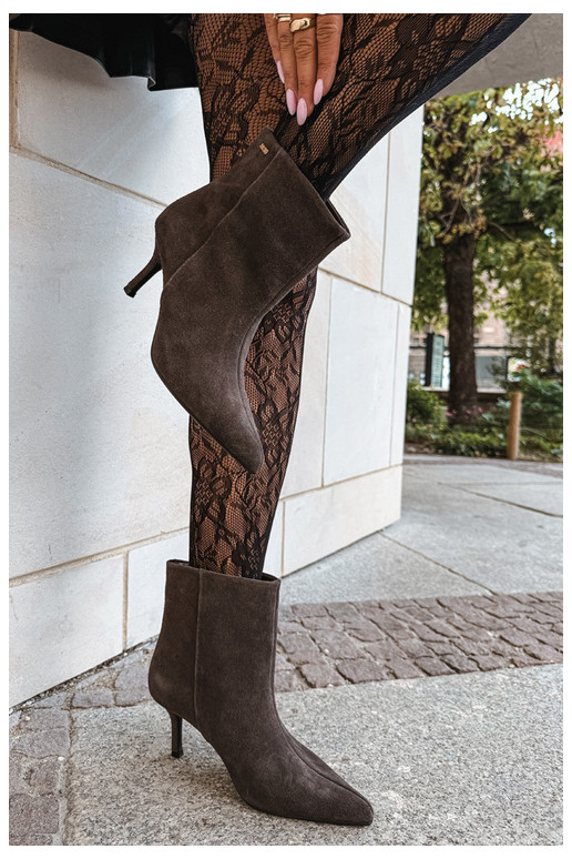 Bottes en daim avec talons fins et isolation, à enfiler Big Star UU274492 marron