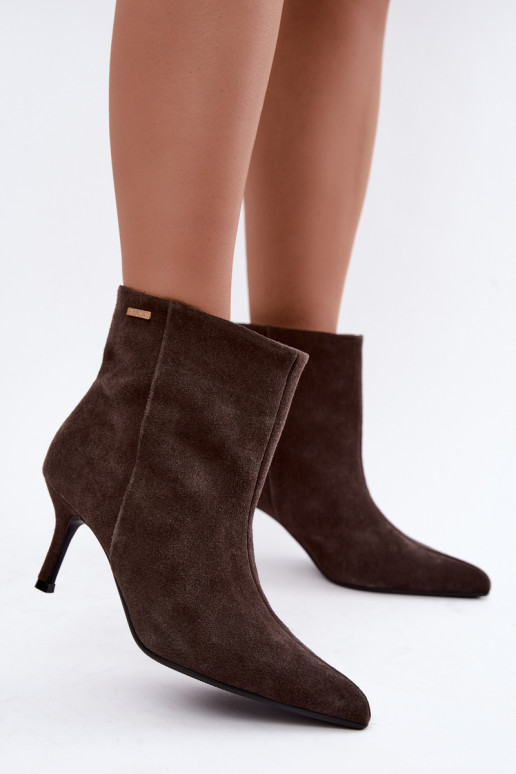 Bottes en daim avec talons fins et isolation, à enfiler Big Star UU274492 marron