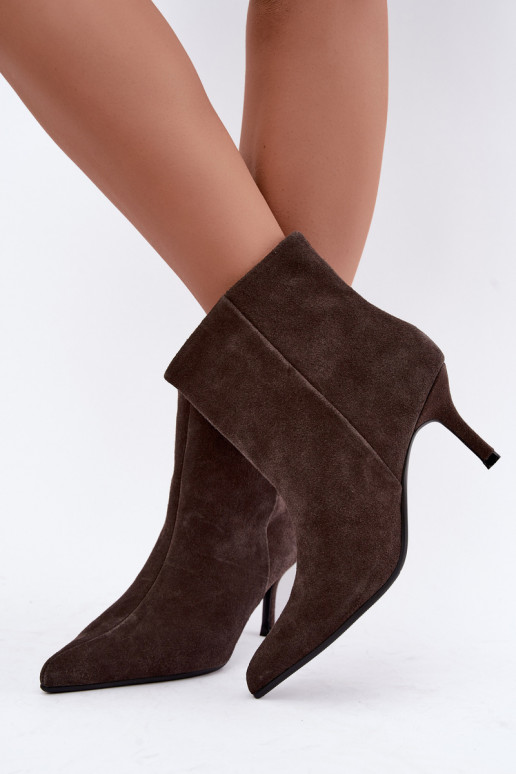 Bottes en daim avec talons fins et isolation, à enfiler Big Star UU274492 marron