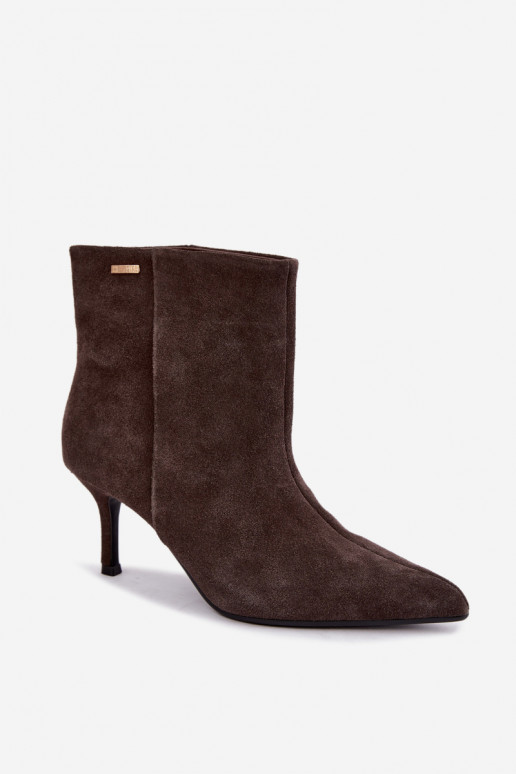Bottes en daim avec talons fins et isolation, à enfiler Big Star UU274492 marron