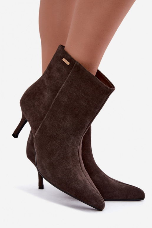 Bottes en daim avec talons fins et isolation, à enfiler Big Star UU274492 marron