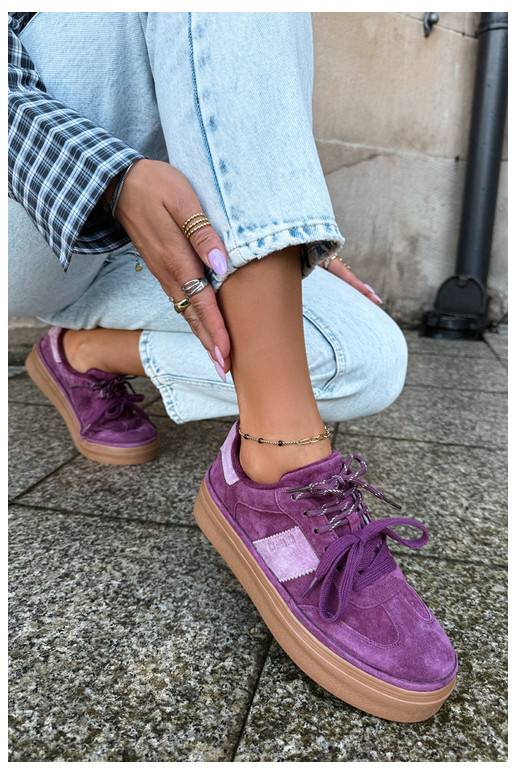 Baskets violettes pour femmes en daim synthétique avec isolation Big Star UU274772