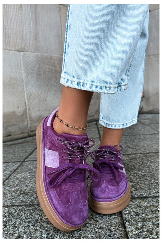 Baskets violettes pour femmes en daim synthétique avec isolation Big Star UU274772