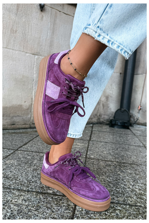 Baskets violettes pour femmes en daim synthétique avec isolation Big Star UU274772